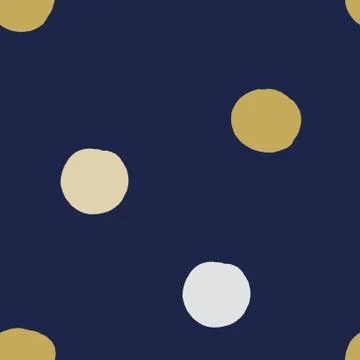 Seamless modern dark blue vector doodle circle dot texture, dry brush ink art Stock Illustration