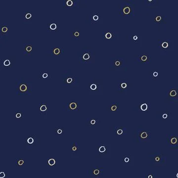 Seamless modern dark blue vector doodle circle texture, dry brush ink art 库存插图