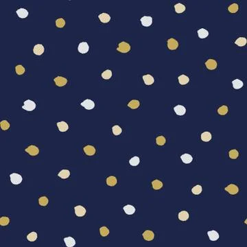 Seamless modern dark blue vector doodle circle dot texture, dry brush ink art 库存插图