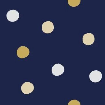 Seamless modern dark blue vector doodle circle dot texture, dry brush ink art. 库存插图