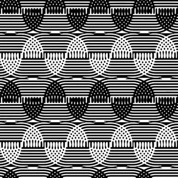 Seamless modern geometric texture pattern for decor and textile. Black and white Stock Illustration