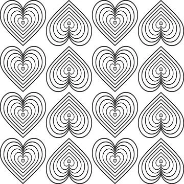 Seamless modern pattern. Line art vector. Isolated black heart-shaped elements Stockillustratie