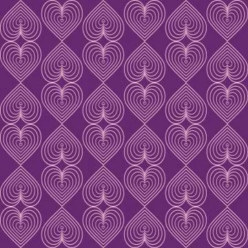 Seamless modern pattern. In vintage art deco style. Isolated pink heart-shape Stock Illustration