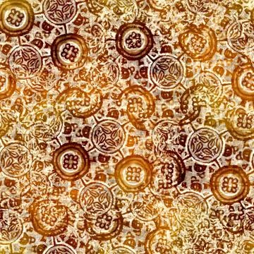 Seamless modern sepia brown blockprint collage print. Grunge watercolor texture Illustrazione stock