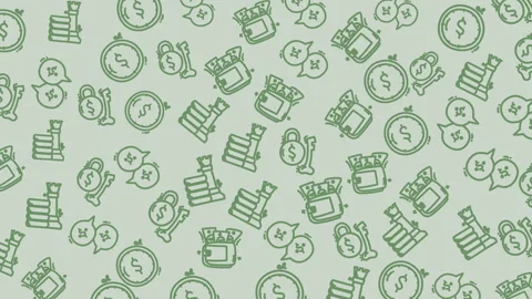 Seamless Money Icons Background Pattern Video Loop Stock Footage 331416341