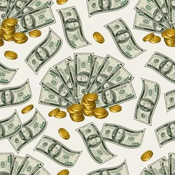 Seamless money pattern with 100 US dollar bills Stock Illustration
