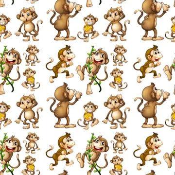 Seamless monkey 스톡 일러스트
