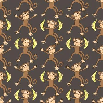 Seamless monkeys pattern Stockillustratie