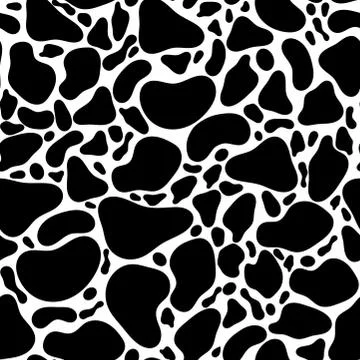 Seamless monochromatic pattern made of rounded black shapes and dots. Animal  Illustrazione stock