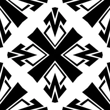 Seamless monochromatic pattern over white background. Black and white tiling  Stock Illustration