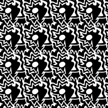 Seamless monochrome abstract pattern on a white background. High-quality vect Stock Illustration