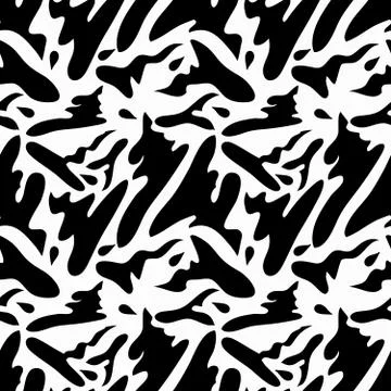 Seamless monochrome abstract pattern on a white background. High-quality vect Stock Illustration