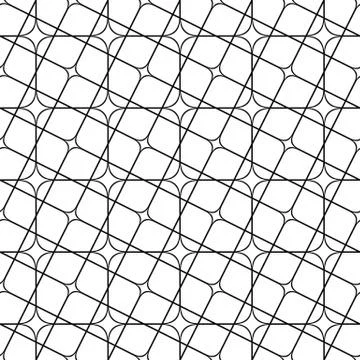 Seamless monochrome angular curved grid pattern 库存插图