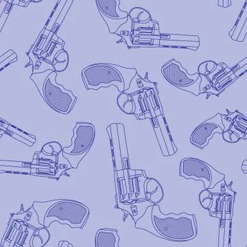 Seamless monochrome blue pattern with contour revolvers Stock Illustration
