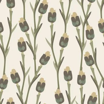 Seamless monochrome branches and flowers.pattern background , greeting card o Stock Illustration