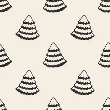 Seamless monochrome christmas pattern background with layer pine tree 스톡 일러스트