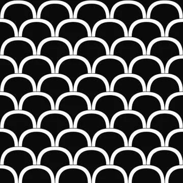 Seamless monochrome curved shape pattern Ilustración de archivo