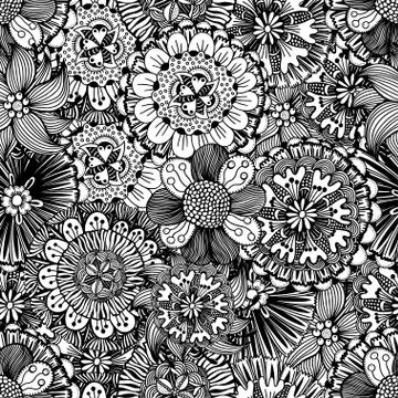Seamless Monochrome Floral Pattern Stockillustratie