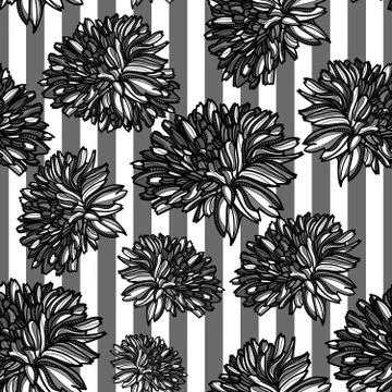 Seamless monochrome floral pattern. Stock Illustration