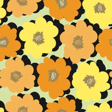 Seamless monochrome flowers pattern background , greeting card or fabric Stock Illustration