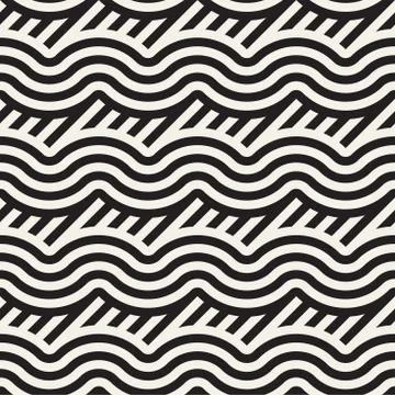 Seamless monochrome geometric pattern. Abstract geometric background. Stylish Stock Illustration