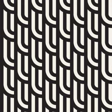 Seamless monochrome geometric pattern. Abstract stripy geometric background.. Stock Illustration
