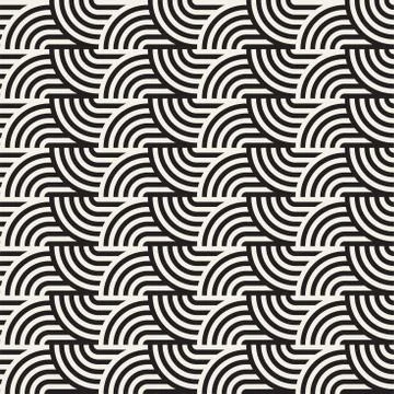Seamless monochrome geometric pattern. Abstract stripy geometric background Stock Illustration