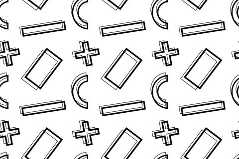 Seamless Monochrome Geometric Pattern with Rectangles and Crosses 스톡 일러스트