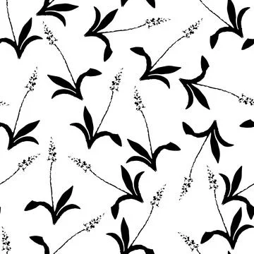 Seamless monochrome orchid flowers pattern  background , greeting card or fab Stock Illustration
