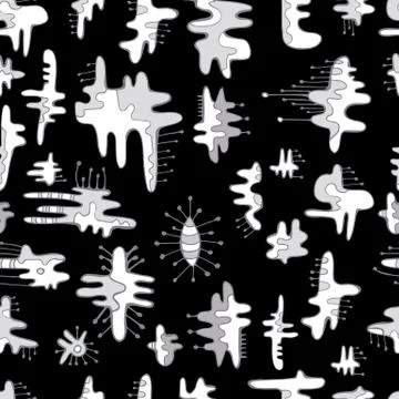 Seamless monochrome pattern of abstract design doodle elements. イラスト素材