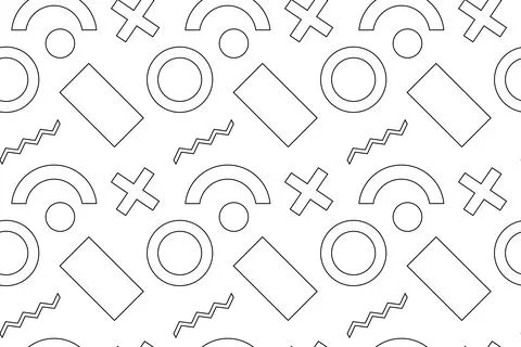 Seamless Monochrome Pattern with Abstract Geometric Shapes Illustrazione stock