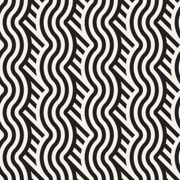 Seamless monochrome pattern. Abstract stripy geometric background. Stylish .. Stock Illustration