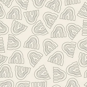 Seamless monochrome pattern background with hand draw abstract rainbow , kids Stockillustratie