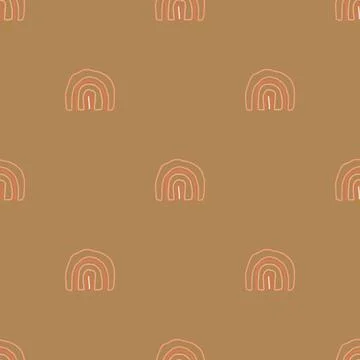 Seamless monochrome pattern background with hand draw curve rainbow , kids pa Stock Illustration