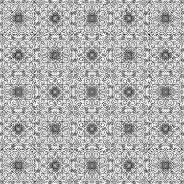 Seamless Monochrome Pattern Featuring Intricate Floral Ornate Decorative Stock Illustration