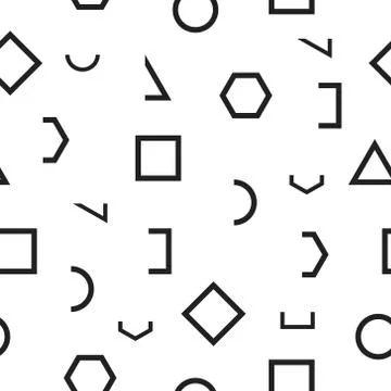 Seamless monochrome pattern with geometric shapes Stock Illustration