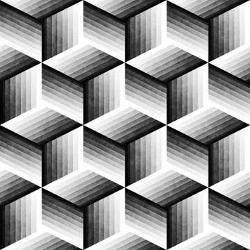 Seamless Monochrome Pattern. Grungy Geometric Shapes Tiling. Stock Illustration