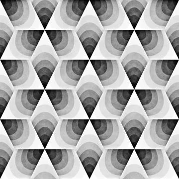 Seamless Monochrome Pattern. Grungy Geometric Shapes Tiling. Illustrazione stock