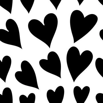 Seamless monochrome pattern with hearts. Stock Illustration