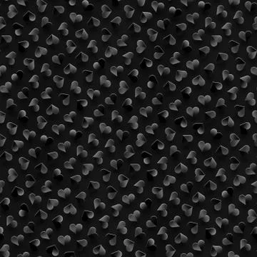Seamless Monochrome Pattern With Hearts. Repeating Scattered Shapes Texture. Stock-Illustration