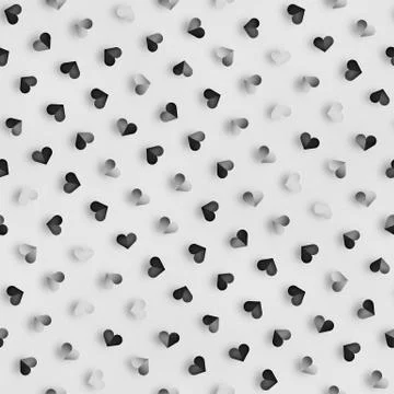 Seamless Monochrome Pattern With Hearts. Repeating Scattered Shapes Texture. Illustrazione stock