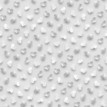 Seamless Monochrome Pattern With Hearts. Repeating Scattered Shapes Texture. Stock Illustration