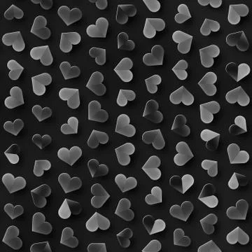 Seamless Monochrome Pattern With Hearts. Repeating Scattered Shapes Texture. Stock-Illustration