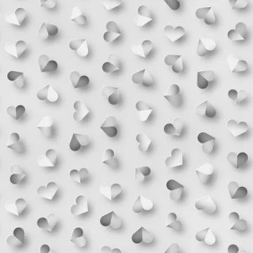 Seamless Monochrome Pattern With Hearts. Repeating Scattered Shapes Texture. Stock Illustration