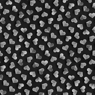 Seamless Monochrome Pattern With Hearts. Repeating Scattered Shapes Texture. Stock Illustration
