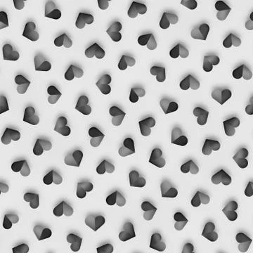 Seamless Monochrome Pattern With Hearts. Repeating Scattered Shapes Texture. Stock Illustration
