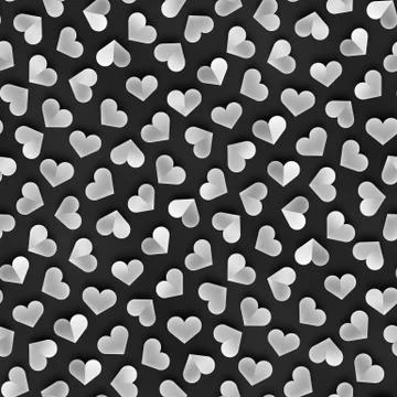 Seamless Monochrome Pattern With Hearts. Repeating Scattered Shapes Texture. Illustrazione stock