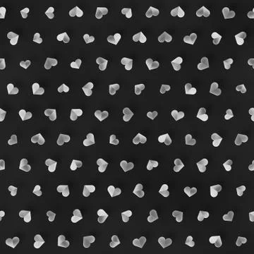 Seamless Monochrome Pattern With Hearts. Repeating Scattered Shapes Texture. Illustrazione stock