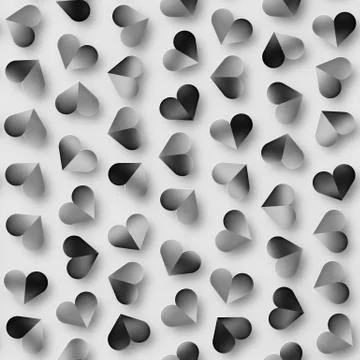 Seamless Monochrome Pattern With Hearts. Repeating Scattered Shapes Texture. Stock Illustration