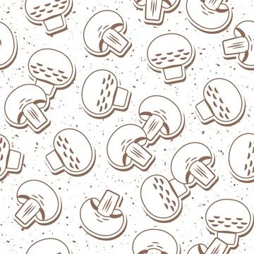 Seamless monochrome pattern with mushrooms in simple style. Stock Illustration